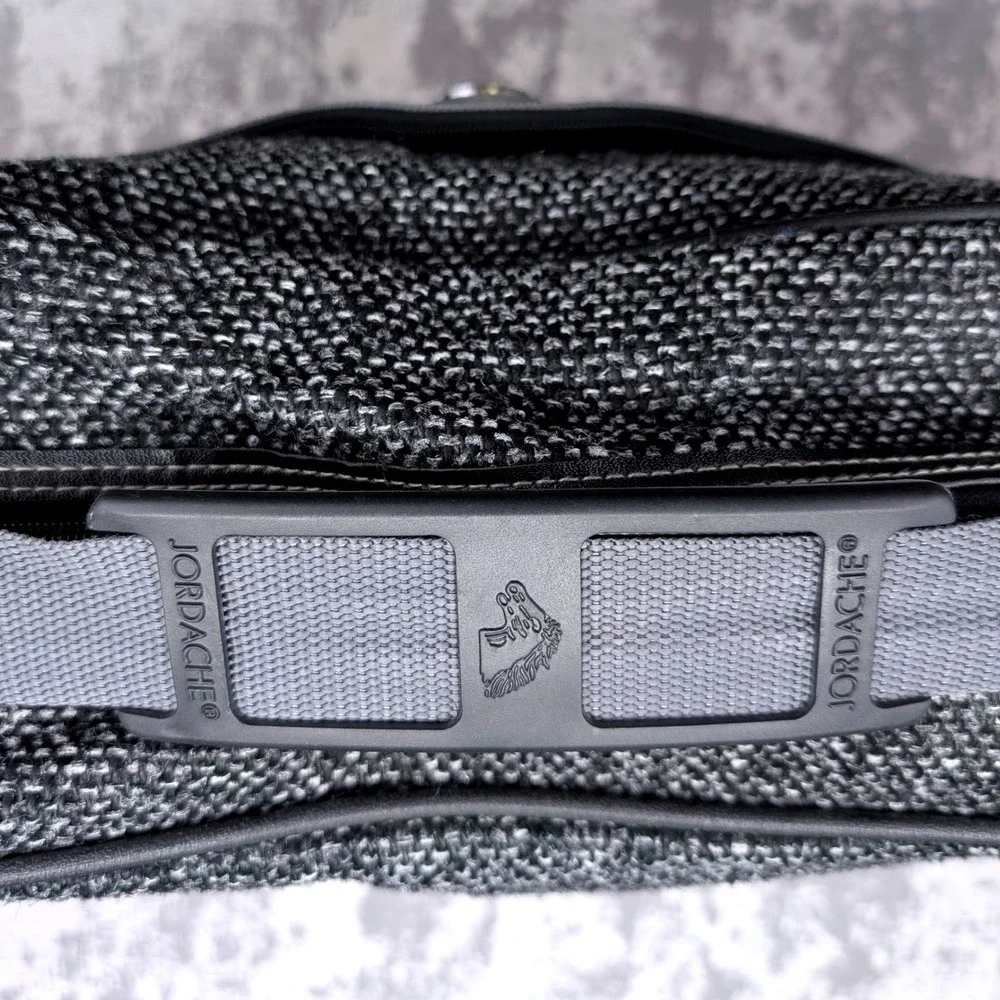Vintage Jordache Messenger Bag Grey Black Woven Travel Laptop Bag Adjustable